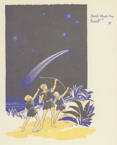 Peter Pan og Wendy: Og så skød han (farve litho) af Gwynedd M. Hudson