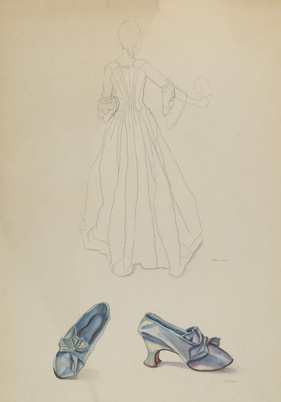 Kjole og hjemmesko, ca. 1936. af Gwyneth King
