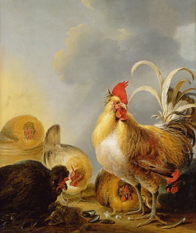 En gruppe gårdhøns, 1643 af Gysbert Hondecoeter