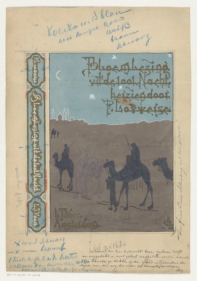 Banddesign for: Pieter Louwerse, Anthology from the Thousand and One Nights, 1910 af H.C. Louwerse (signed by artist)