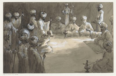 Indsamling af mænd af H.C. Louwerse (signed by artist)