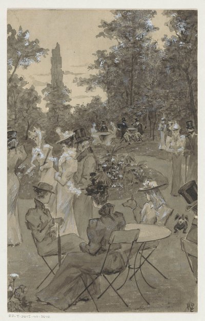 Fritidsmennesker i en park af H.C. Louwerse (signed by artist)