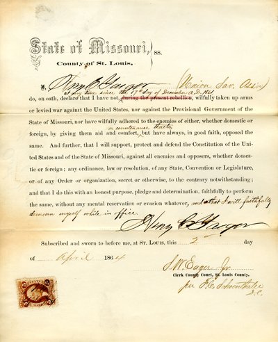 Loyalitet ed af Henry C. Yaeger fra Missouri, County of St. Louis af H.C. Yaeger