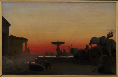 En plads i Ariccia, Italien. Efter solnedgang af H.J. Hammer