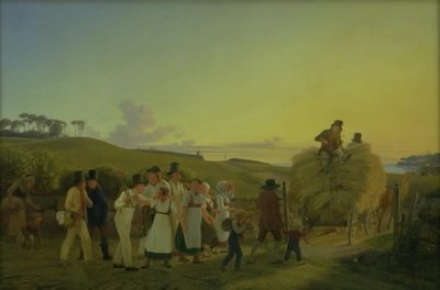 Bønder vender hjem fra marken med det sidste læs korn af H.J. Hammer