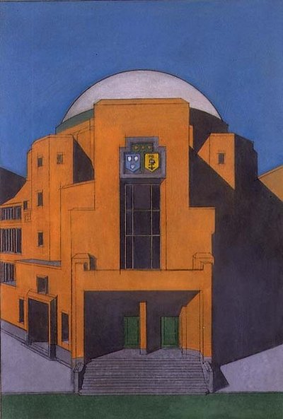 Plan over indgangen til Gemeentemuseum, Haag (pastel) af H.P. Berlage