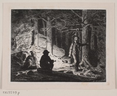 Illustration til "En Sommernat paa Krogskoven" af H.P. Hansen