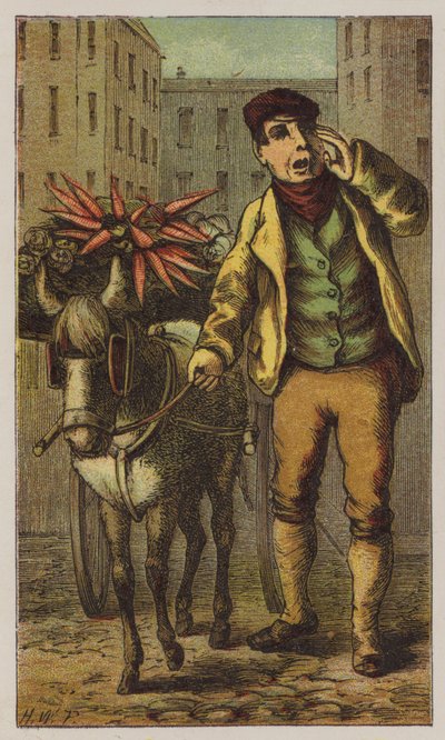 Costermonger (farve litho) af H.W. (after) Petherick