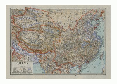 Kort over Kina, c1910 af HW Cribb