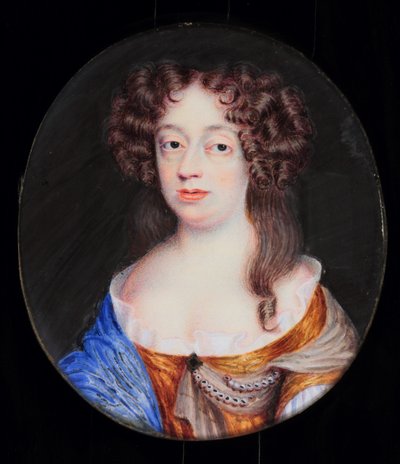 Frances Pierrepont, hertuginde af Newcastle (akvarel på elfenben) af H. Byrne