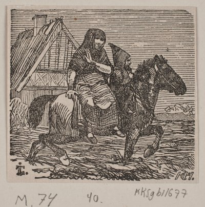 Illustration til "Gjordemoderen og Trolden" af H. C. Henneberg