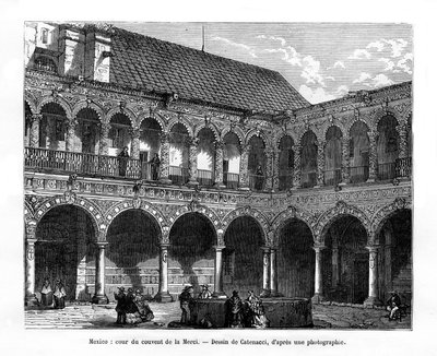 Court of the Convent of Mercy, Mexico, 1800-tallet af H. Catenacci