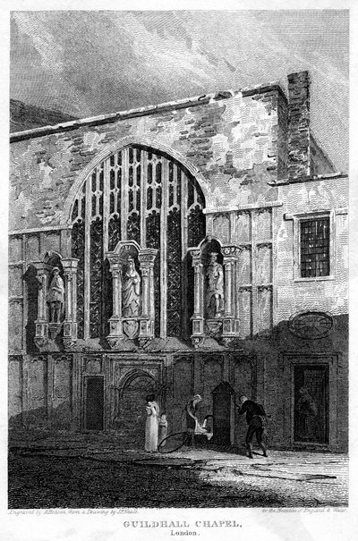 Guildhall Chapel, City of London, 1815. af H. Hobson