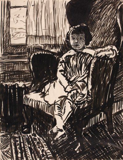 Uden titel (Pige siddende i stol) af H. Lyman Sayen