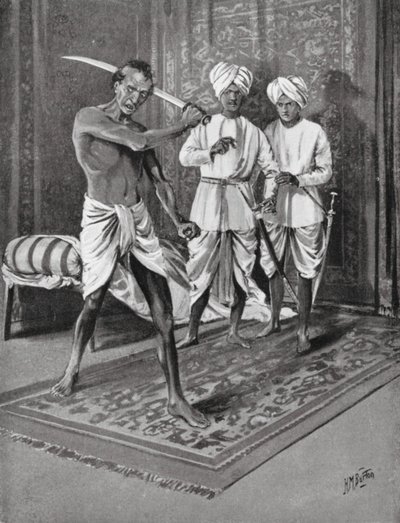 Malik Naib Kafurs sidste handling, AD 1316 (litografi) af H. M. (after) Burton