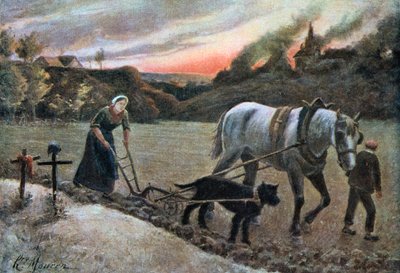 Kvinden på marken, 1915. af H. Mouren