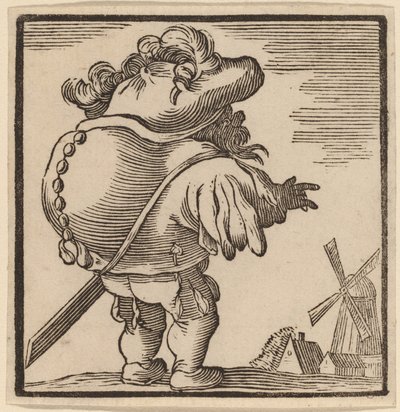 Hunchback stirrer på en vindmølle af H. Numan after Jacques Callot