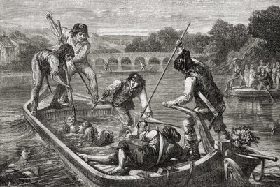 Druknedøden i Loire under rædselsherredømmet af H. de la (after) Charlerie