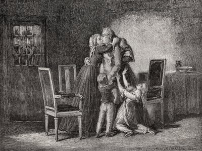 Den kongelige families sidste farvel, 20. januar 1793, graveret af Carbonneau, fra 