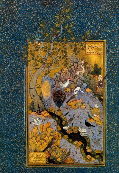 Folio fra Mantiq al-Tayr Fuglenes sprog, af Attar, c1600. af Habib Allah
