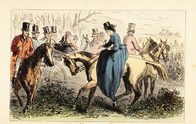 Engelsk aristokrat i en vogn ignorerer et håndtryk fra en dame af after Hablot Knight Browne