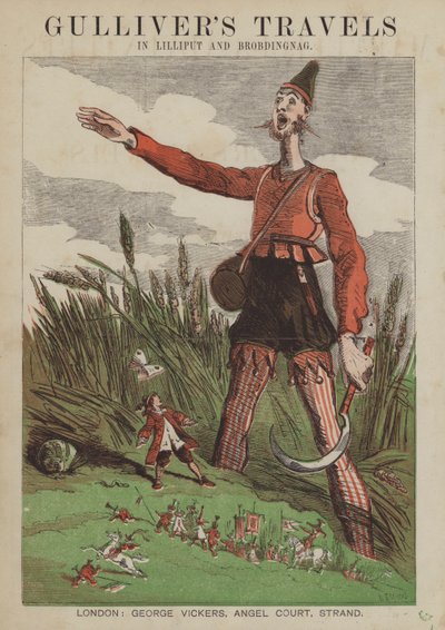 Gullivers rejser i Lilliput og Brobdingnag (farve litho) af after Hablot Knight Browne