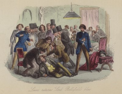 Illustration til Lewis Arundel eller The Railroad of Life af Frank E Smedley (farvet gravering) af after Hablot Knight Browne