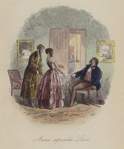 Illustration til Lewis Arundel eller The Railroad of Life af Frank E Smedley (farvet gravering) af after Hablot Knight Browne
