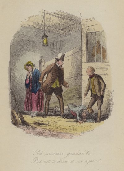 Illustration til Lewis Arundel eller The Railroad of Life af Frank E Smedley (farvet gravering) af after Hablot Knight Browne
