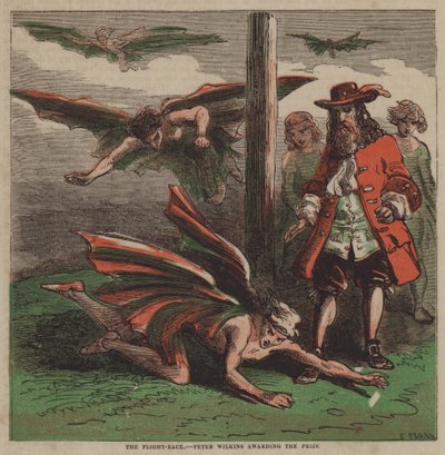 Flyveløbet, Peter Wilkins uddeler prisen (farve litho) af after Hablot Knight Browne