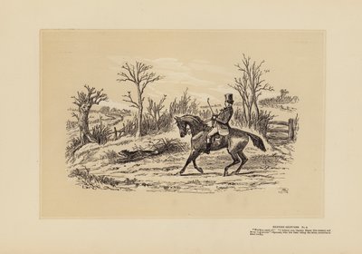 Jagtskitser, nr. 4, Manden der red på banerne (kobberstik) af Hablot Knight (1815-92) Browne