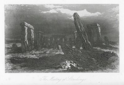 Londons gader: Mødet ved Stonehenge (kobberstik) af Hablot Knight (1815-92) Browne