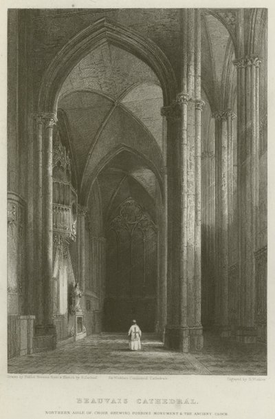 Beauvais Cathedral, Northern Aisle of Choir, der viser Forbins-monumentet og det antikke ur af Hablot Knight Browne