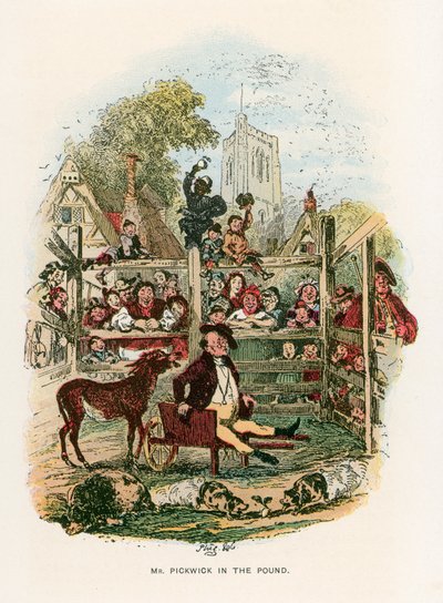 Illustration til Pickwick Papers af Hablot Knight Browne