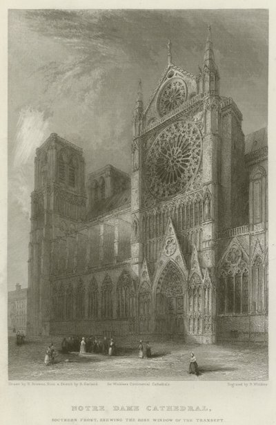 Notre Dame-katedralen, sydfronten, viser tværskibets rosenvindue af Hablot Knight Browne