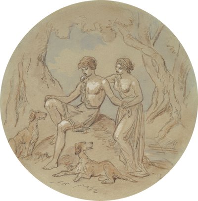 Et af atten designs til en serie af plader, der illustrerer Venus og Adonis af Hablot Knight Browne