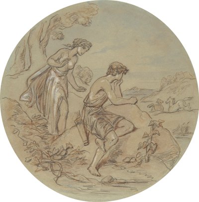 Et af atten designs til en serie af plader, der illustrerer Venus og Adonis af Hablot Knight Browne