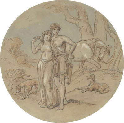 Et af atten designs til en serie af plader, der illustrerer Venus og Adonis af Hablot Knight Browne