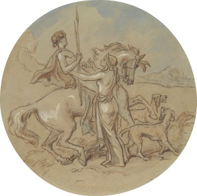 Et af atten designs til en serie af plader, der illustrerer Venus og Adonis af Hablot Knight Browne