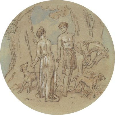 Et af atten designs til en serie af plader, der illustrerer Venus og Adonis af Hablot Knight Browne