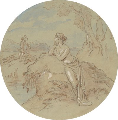 Et af atten designs til en serie af plader, der illustrerer Venus og Adonis af Hablot Knight Browne