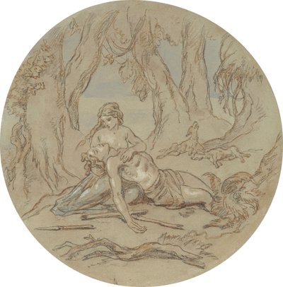 Et af atten designs til en serie af plader, der illustrerer Venus og Adonis af Hablot Knight Browne