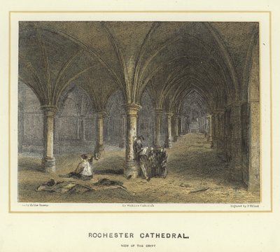 Rochester Cathedral, udsigt over krypten af Hablot Knight Browne