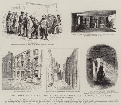 Lille Dorrits hjem, det gamle Marshalsea-fængsel, Southwark af Hablot Knight Browne