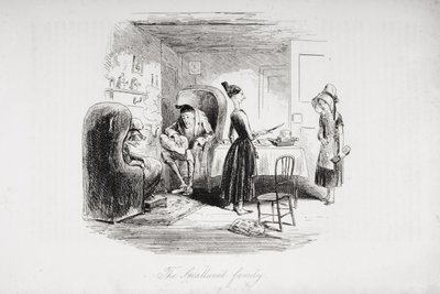 Smallweed-familien, illustration fra "Bleak House" af Charles Dickens (1812-70) udgivet i 1853 af Hablot Knight Browne