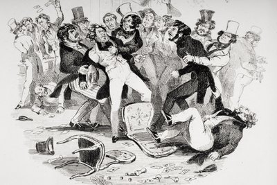 Det sidste slagsmål mellem Sir Mulberry og hans elev, illustration fra 