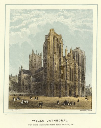 Wells Cathedral, vestfronten viser det nordlige våbenhus tværarm osv af Hablot Knight Browne