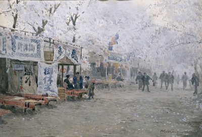 Cherry Blossom Festival, ca. 1903 (akvarel på råhvidt papir) af Hachir Nakagawa