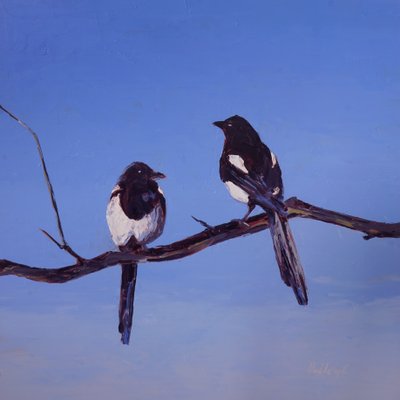 Tete-a-Tete, ca. 2025 (olie på masonit) af Hadley Rampton