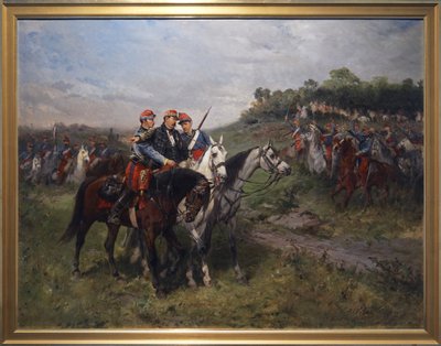 General Jean Auguste Margueritte dødeligt såret i Floing, slutningen af det 19. århundrede (olie på lærred) af Hales Alexander Walker